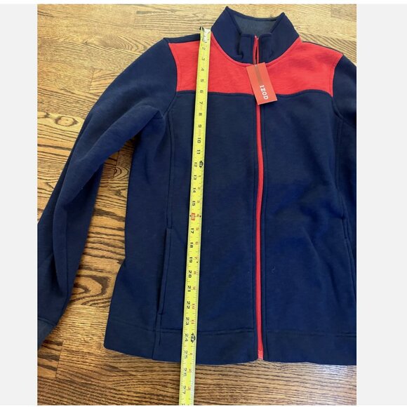 New with Tags Izod Zip Fleece Jacket Women’s Size Medium Red Navy Blue - Picture 3 of 6